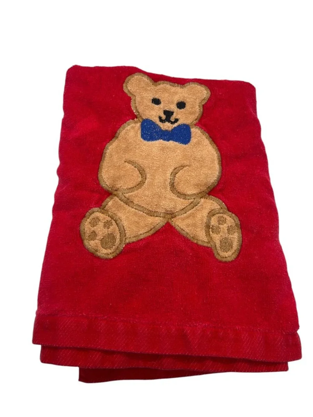 Teddy Bear Bath Towel Vintage Ames Red USA Made